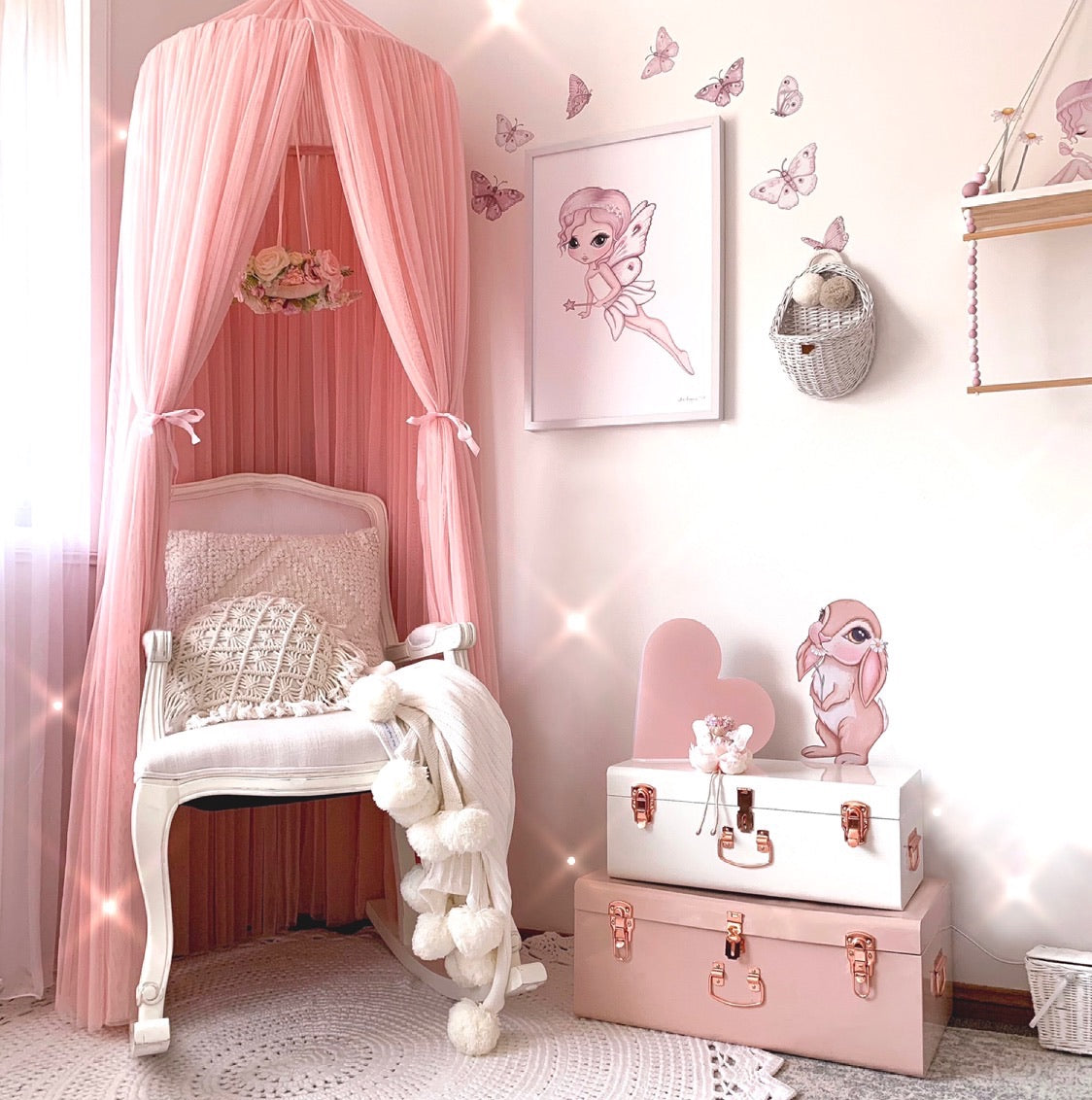 Butterflies ‘Fairy magic.’ Fabric Wall Decals A3 & A2 - Isla Dream Prints