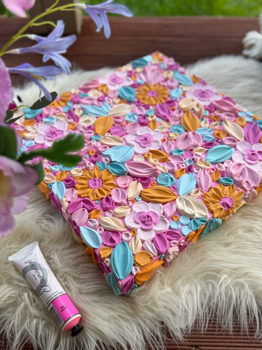 ‘Petal Parade’ - Textured floral art on canvas