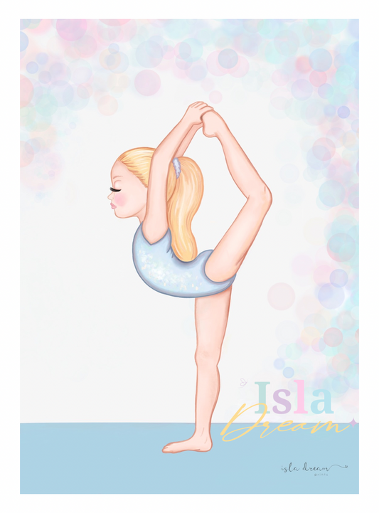 Gymnastics girls and quote print- blue