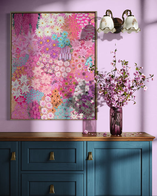 ‘Blossom Boulevard’- Textured floral art on canvas