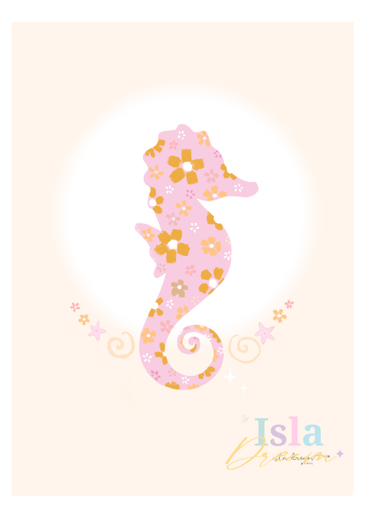 Floral Seahorse Print