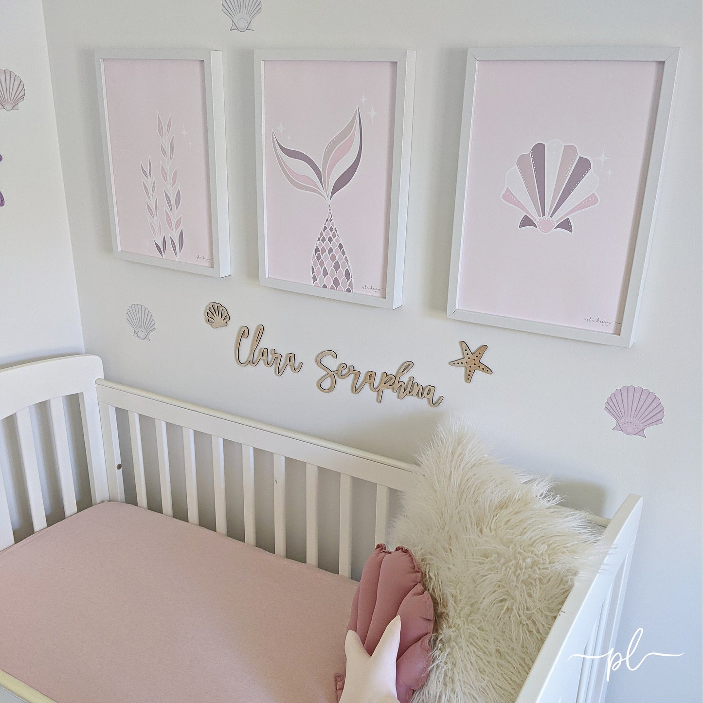Boho Seagrass Print - Peach & Pink