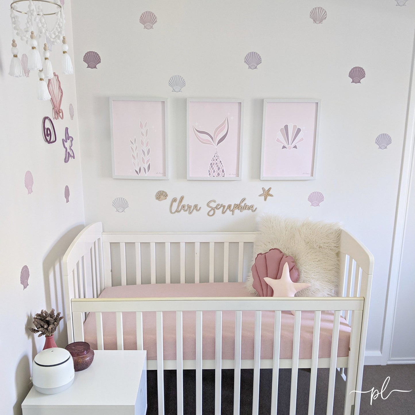 Boho Seagrass Print - Peach & Pink