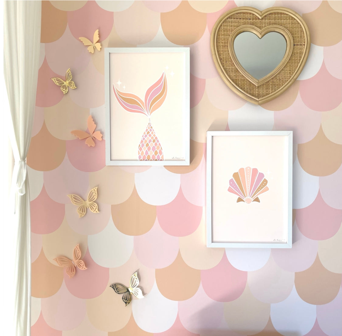Boho Seagrass Print - Peach & Pink