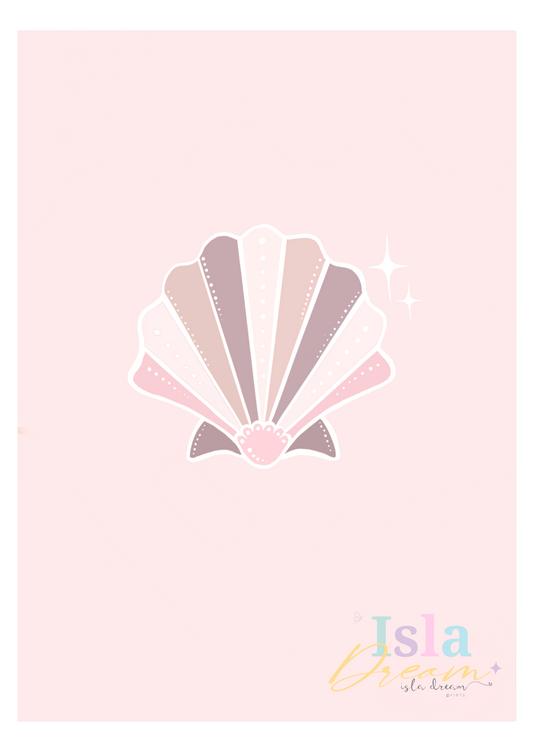 Boho Clam Shell Print - Peach & Pink