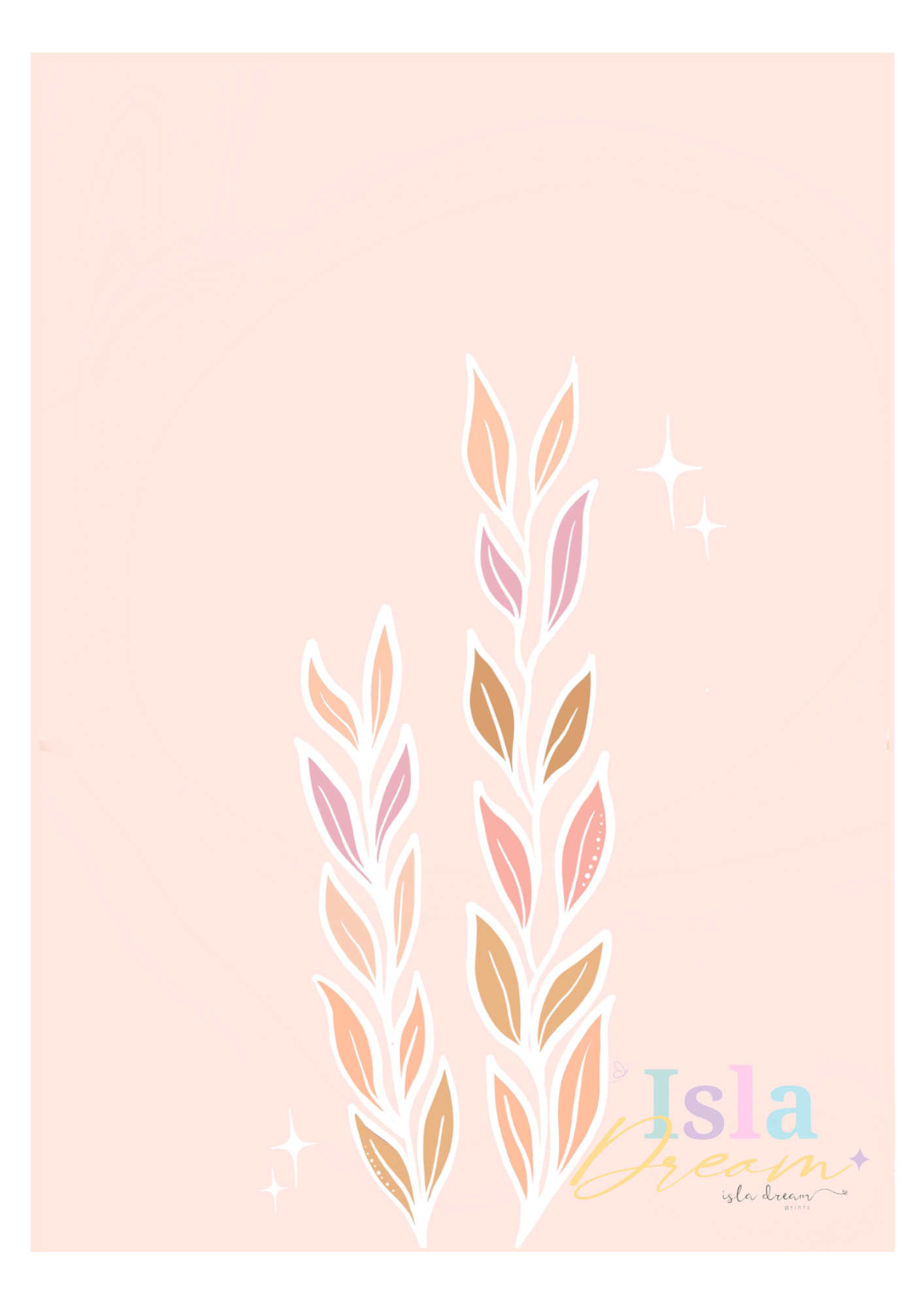 Boho Seagrass Print - Peach & Pink