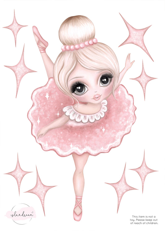 'Bella the Ballerina' Fabric Wall Decals A4 - Isla Dream Prints